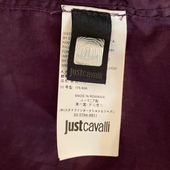 ROBERTO CAVALLI JUST CAVALLI Men’s Purple Button Down Shirt Sz M or 50 eur - Picture 8 of 9
